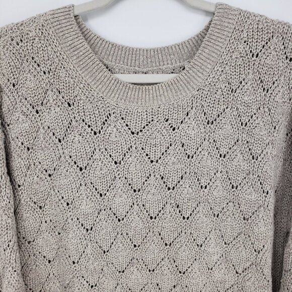 Barbour Newbury Knit Sweater 14 Pointelle Open Lace Pattern Cream Tan - Picture 7 of 12